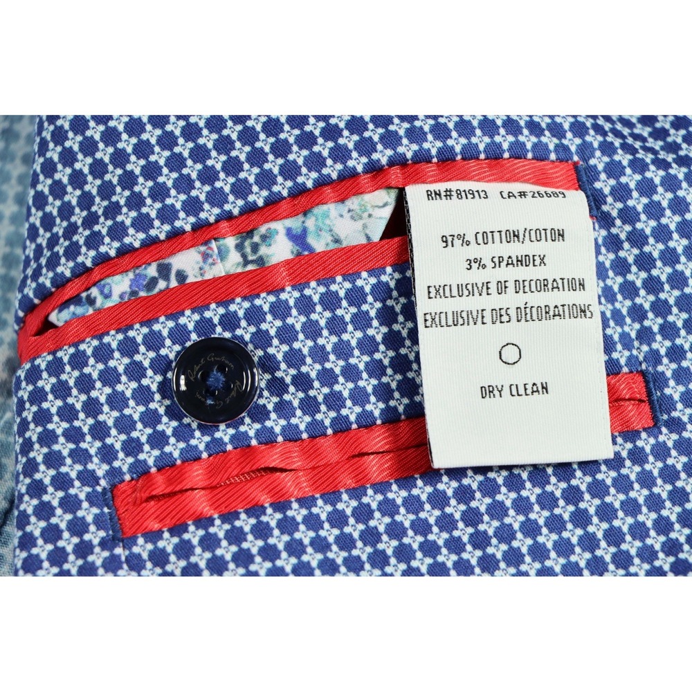 Robert Graham Mens Blue Geometric Micro Print Size 46 Sport Coat Blazer Jacket - Picture 4 of 9